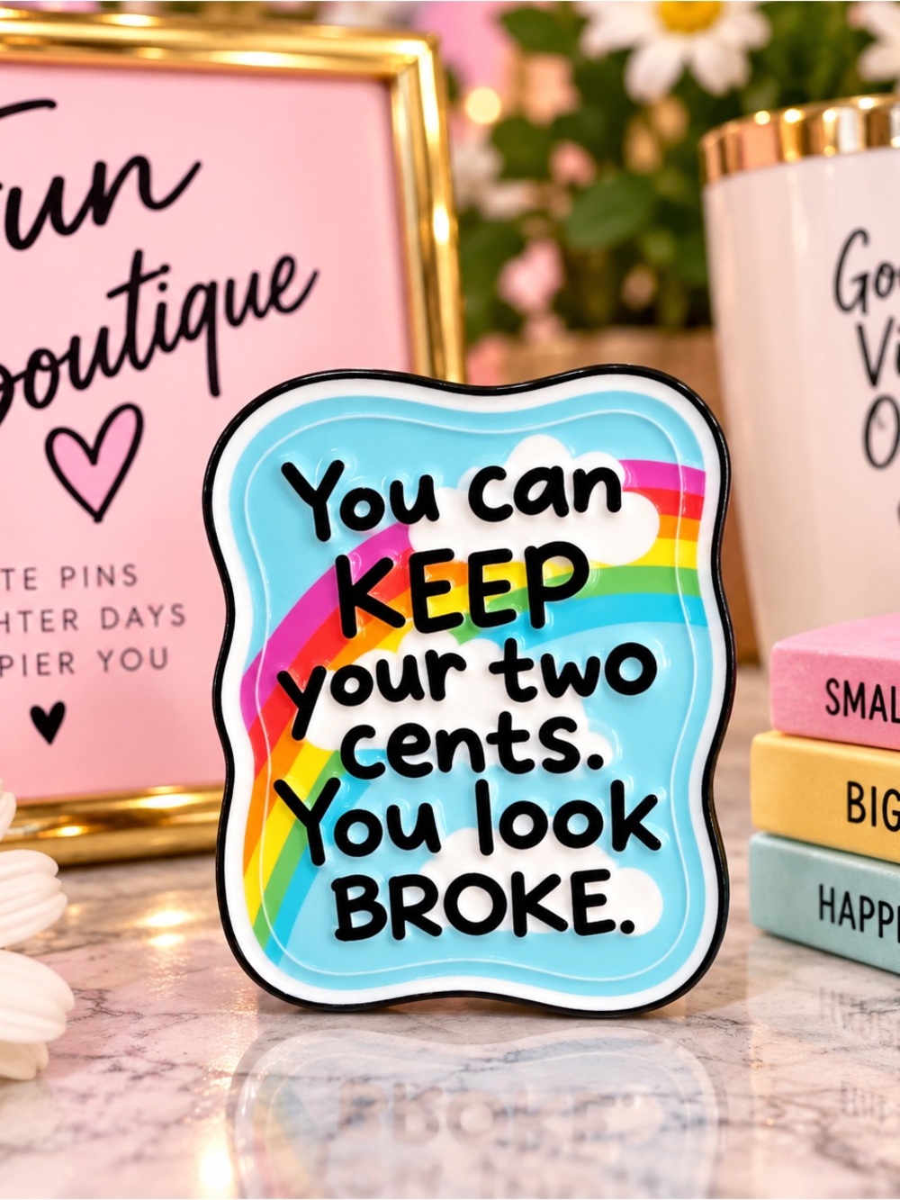 You Can Keep Your Two Cents Rainbow Pin - Blue